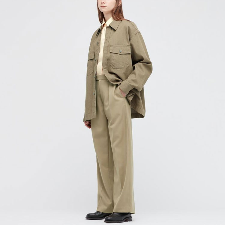 UNIQLO Свободная джинсовая куртка унисекс хаки, Khaki — фото 4