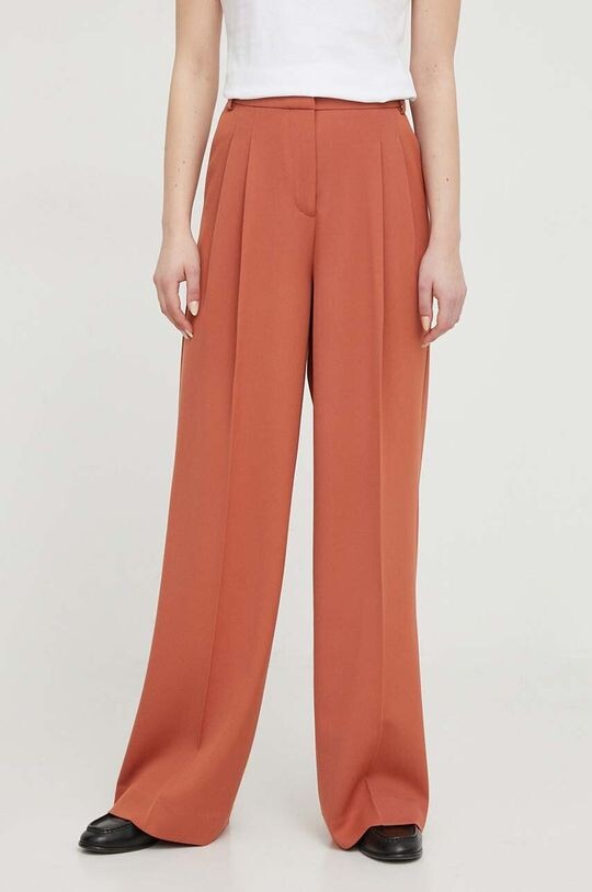 

Брюки из смесовой шерсти Calvin Klein, коричневый