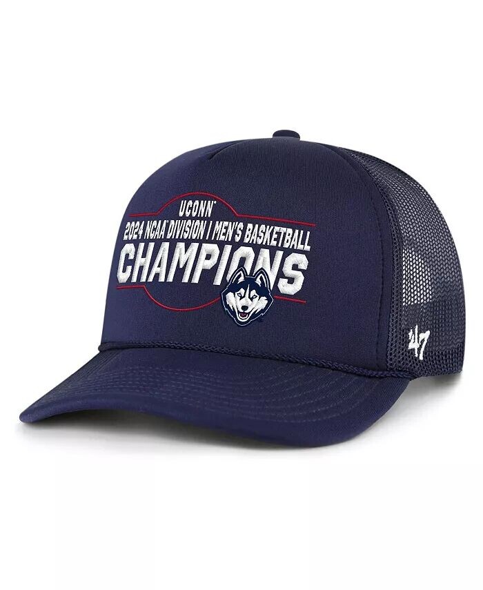 

47 Мужская темно-синяя бейсболка UConn Huskies 2024 NCAA для национальных чемпионов по баскетболу с регулируемой передней кепкой из пеноматериала '47 Brand, синий