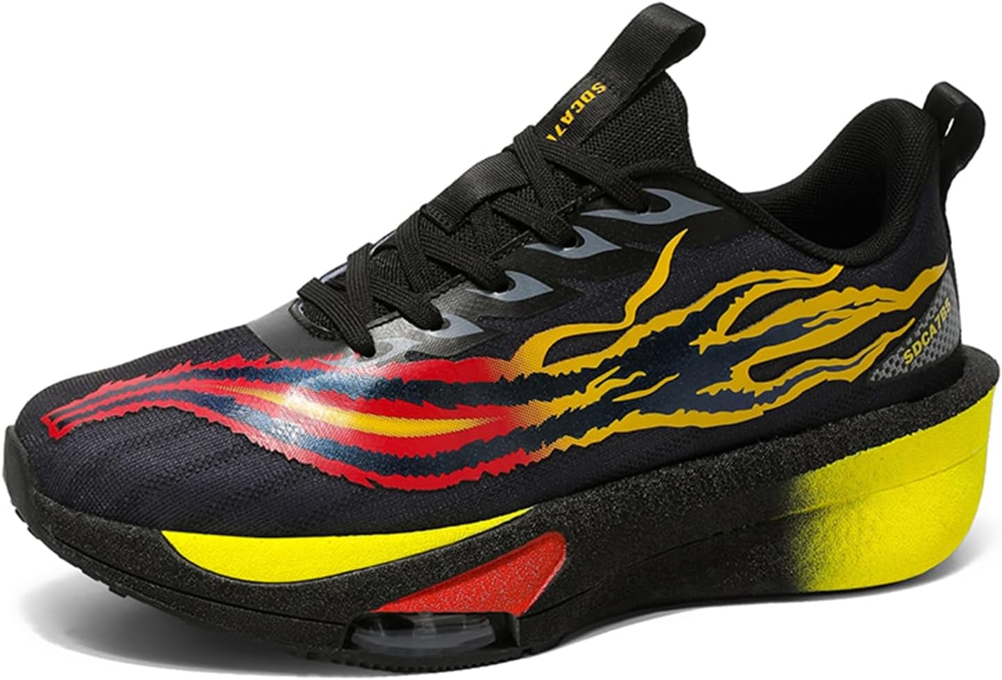 

Мужские стильные спортивные кроссовки на шнуровке с сетчатым верхом, толстой мягкой подошвой, противоскользящей и амортизирующей конструкцией, подходят для уличного спорта, фитнеса и баскетбола Negyanme, черный