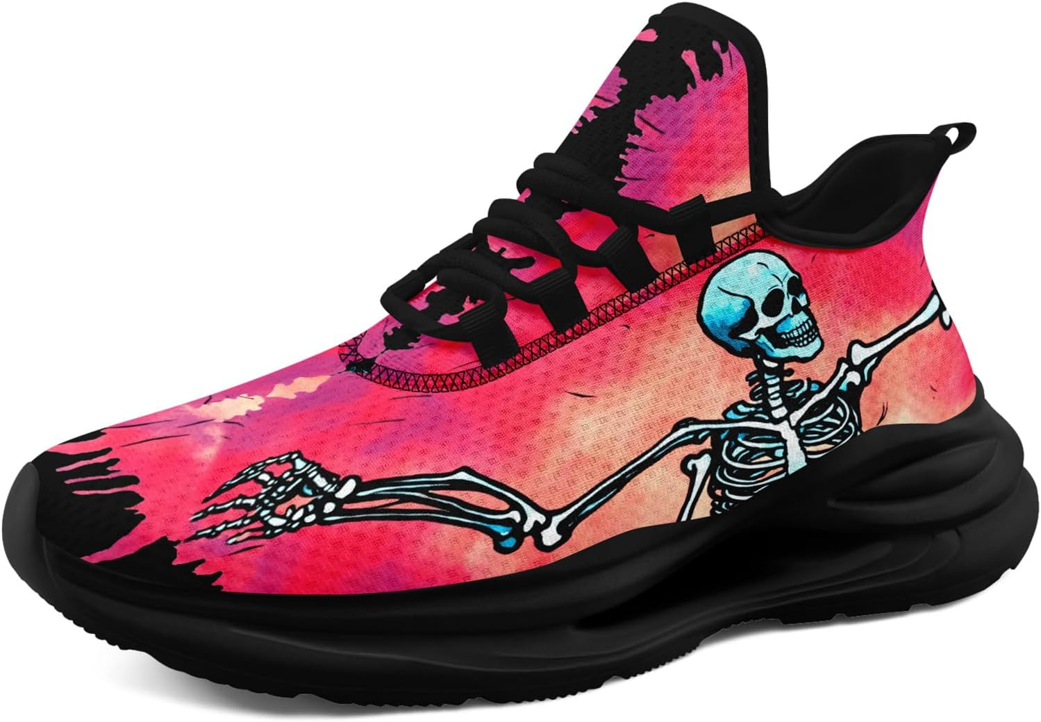 

Мужские беговые кроссовки AWSOLE в готическом стиле, с черепами, легкие, дышащие, модные кроссовки, повседневные спортивные для тренажерного зала и прогулок, черный/синий/розовый/серый