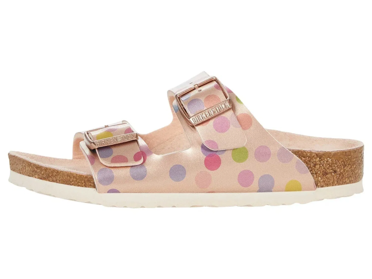 Молодежные сандалии Birkenstock Arizona в розовый горошек, шлепанцы Birko-Flor ZOGG11 — фото 2