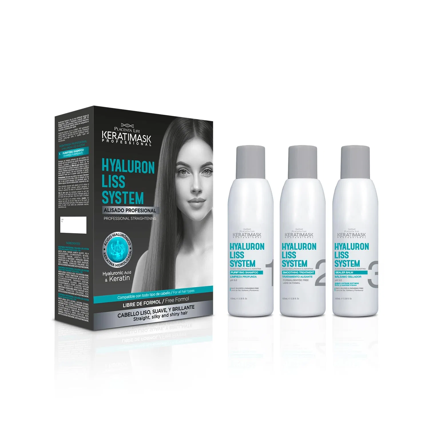Набор для выпрямления волос «Keratimask Professional» от AMAZONIC. ‎Placenta Life Keratimask