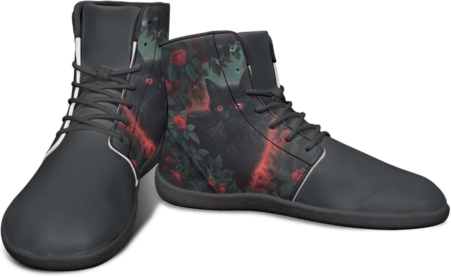 

Мужские высокие кроссовки Animal Design с широким носком и резиновой подошвой для бега и с нулевым перепадом высоты, обеспечивающие ощущение поверхности Watdotory, черный/красный