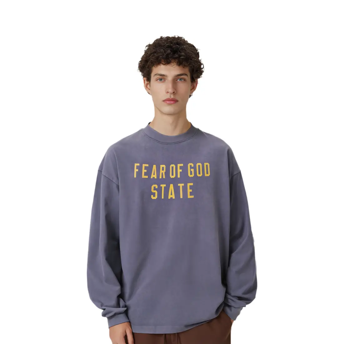 Тяжёлая футболка с длинным рукавом Fear Of God Essentials, Орхидея Пурпур/Лаванда — фото 4