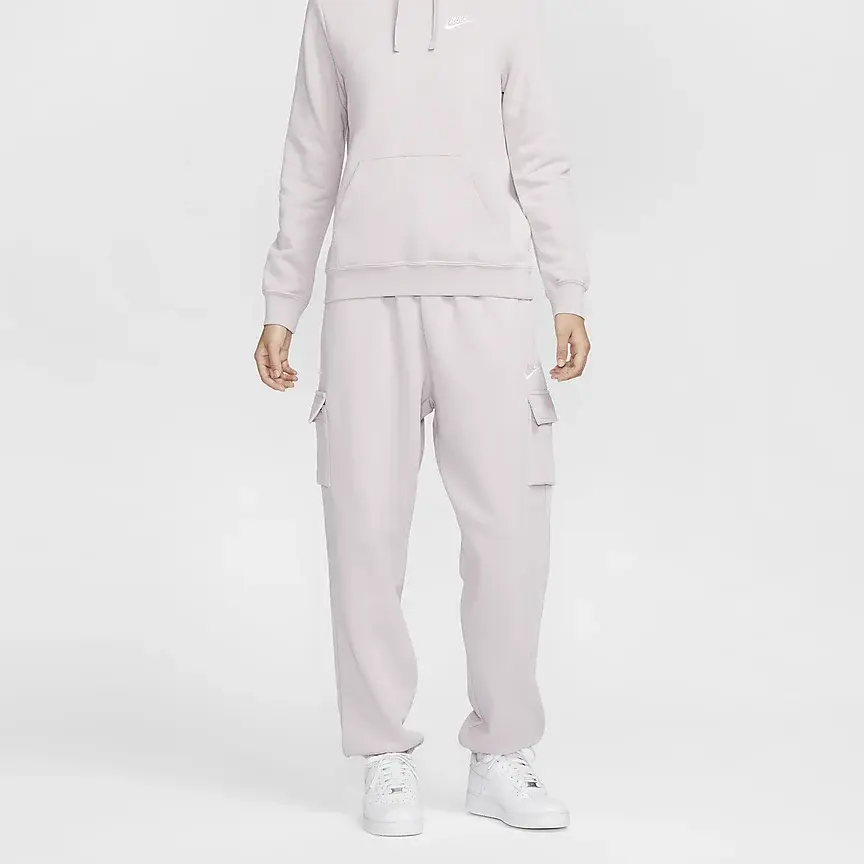 Спортивные брюки Nike Club Fleece вязаные женские серо-фиолетовые/белые — фото 4