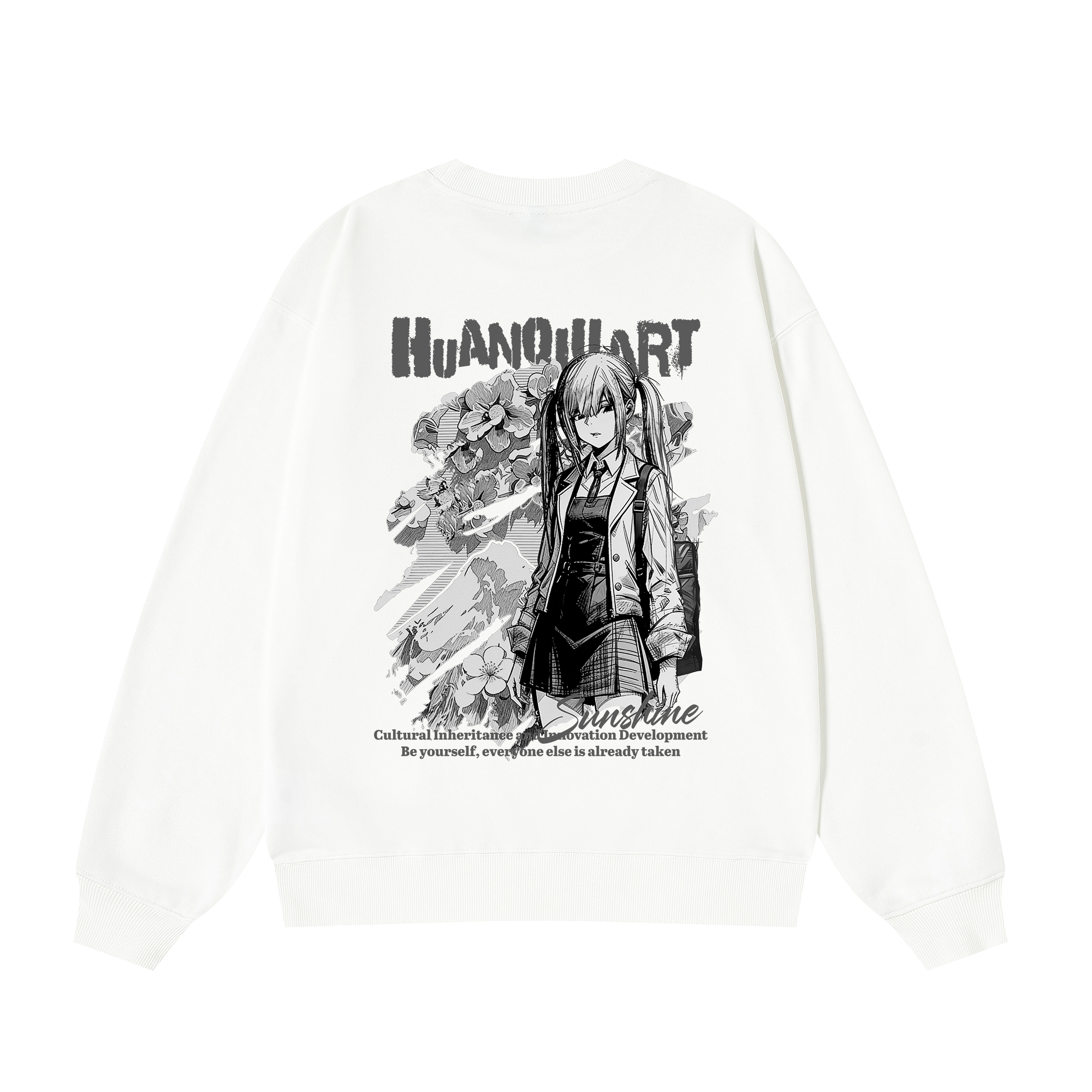 

Свитшот с круглым вырезом унисекс HUANQIU, белый (fleece-lined)