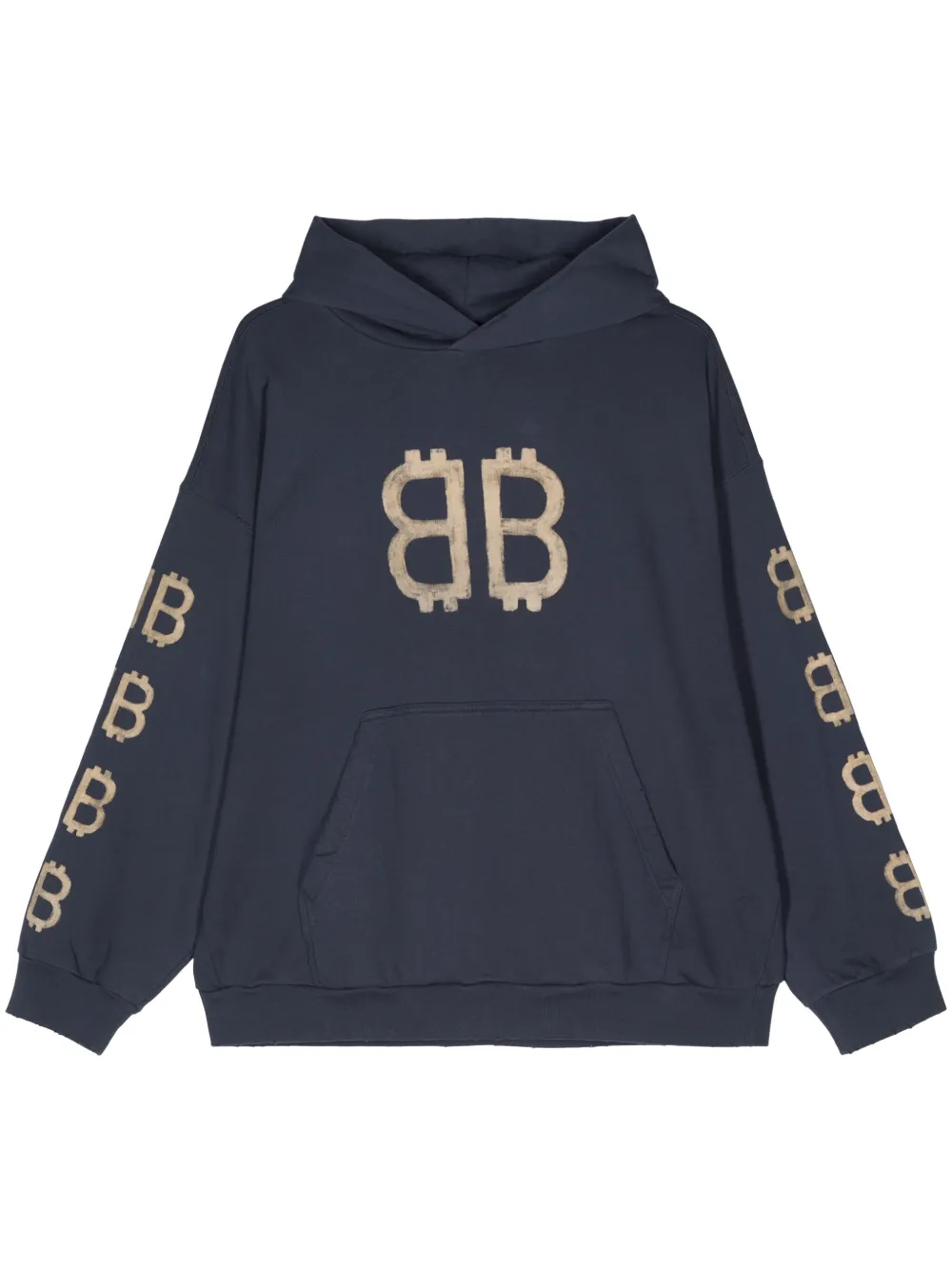 

Худи Crypto с эффектом потертости и логотипом BALENCIAGA, синий