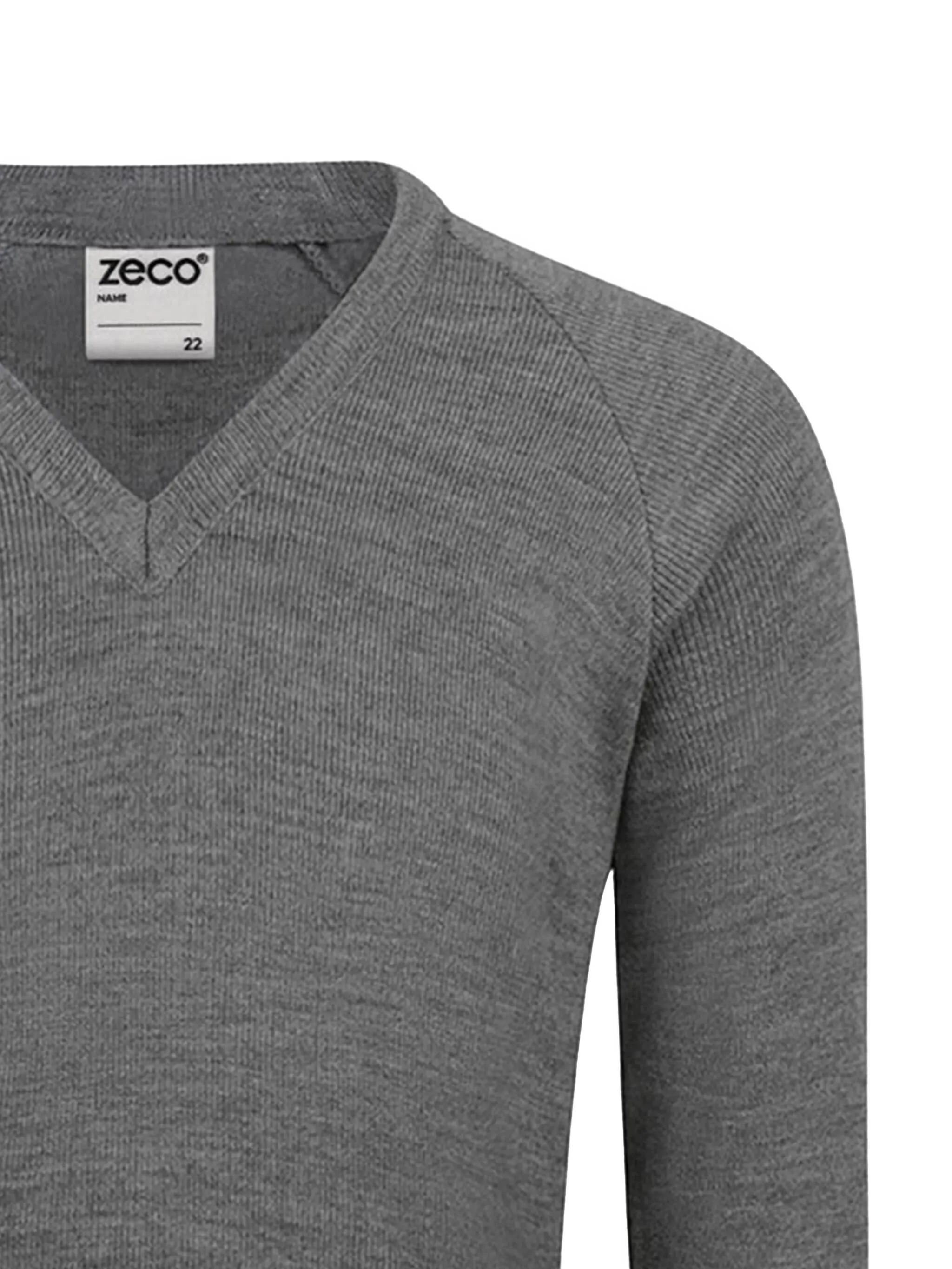 Свитер с V-образным вырезом и рукавами реглан Zeco Schoolwear Kids, серый — фото 3