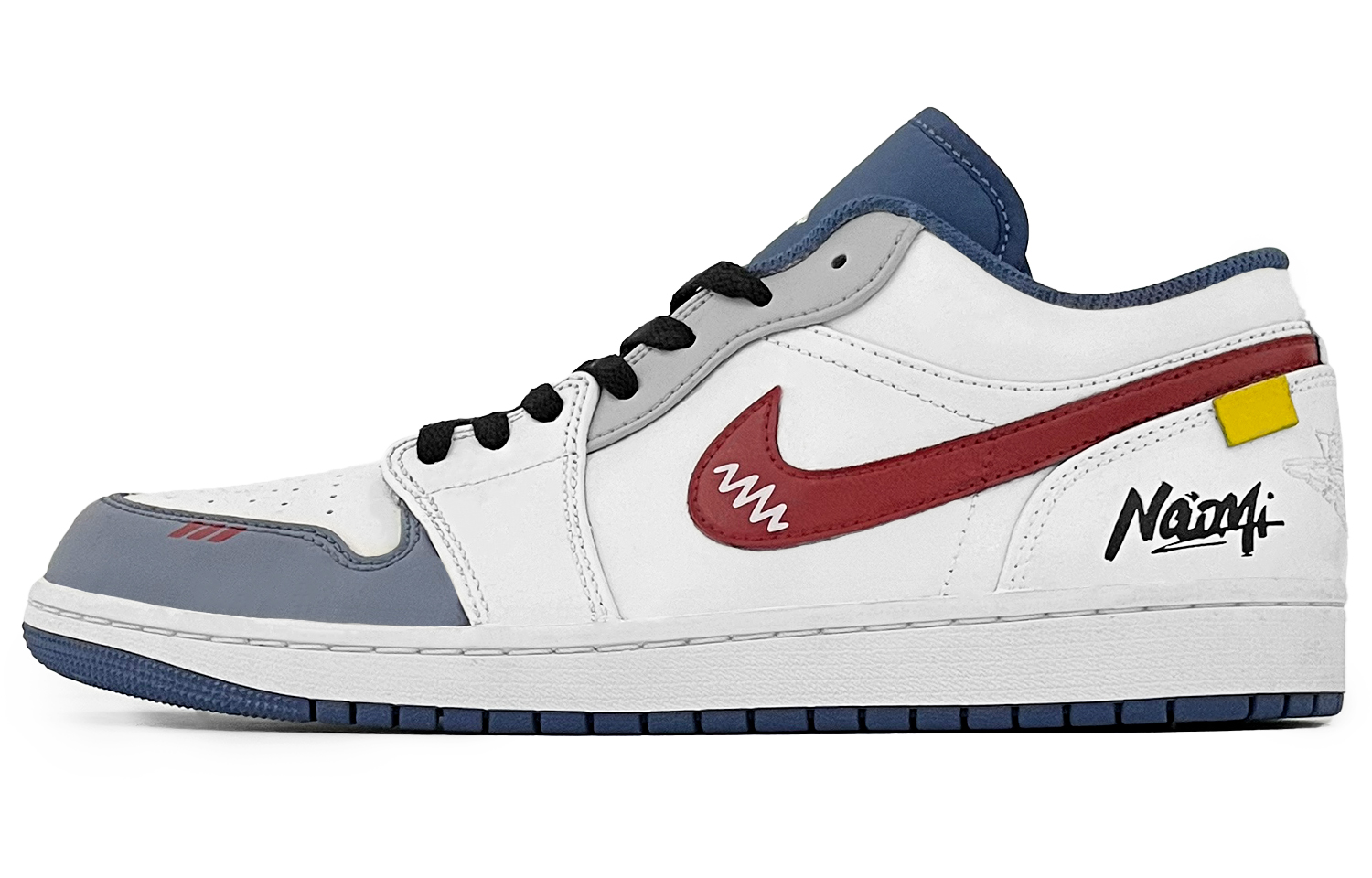 

Jordan Винтажные баскетбольные кроссовки Air 1 мужские низкие бело-сине-красные, цвет White