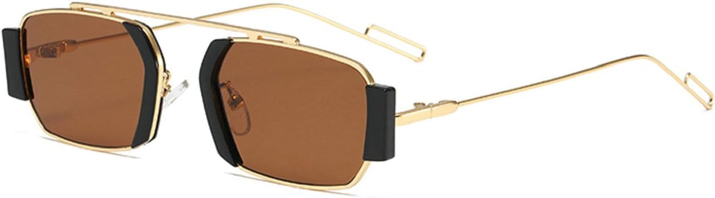 

Ретро-солнцезащитные очки в маленькой прямоугольной металлической оправе для женщин, модные солнцезащитные очки UV400 для мужчин, панк-солнцезащитные очки Melrose, Brown