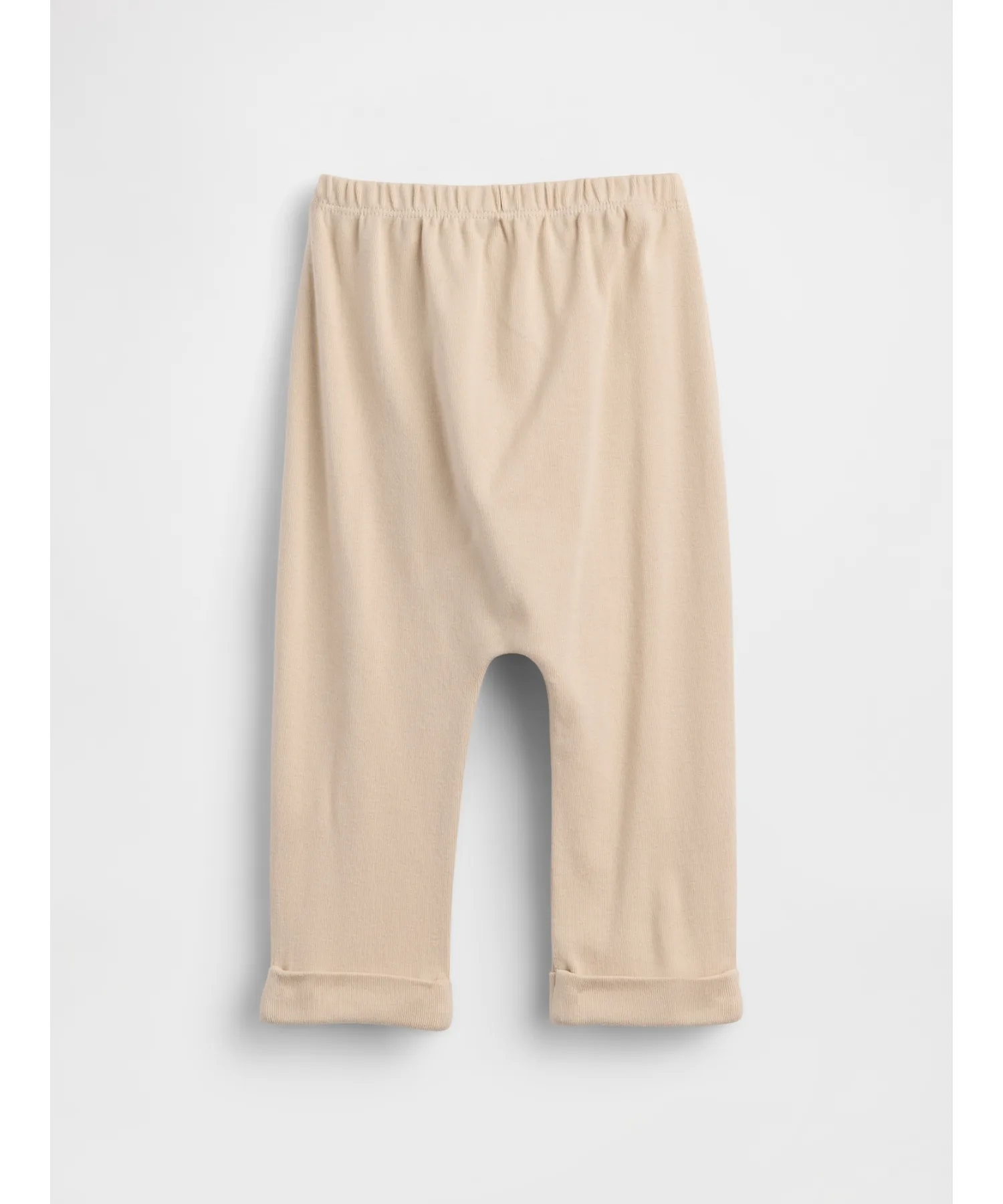 Детские штаны из мягкого хлопка GAP Pull On с графикой белого медведя светло-серые — фото 3