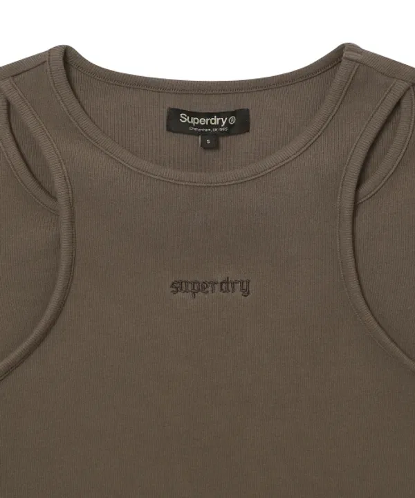 Футболка женская слойная Slim, Superdry, коричневый — фото 4