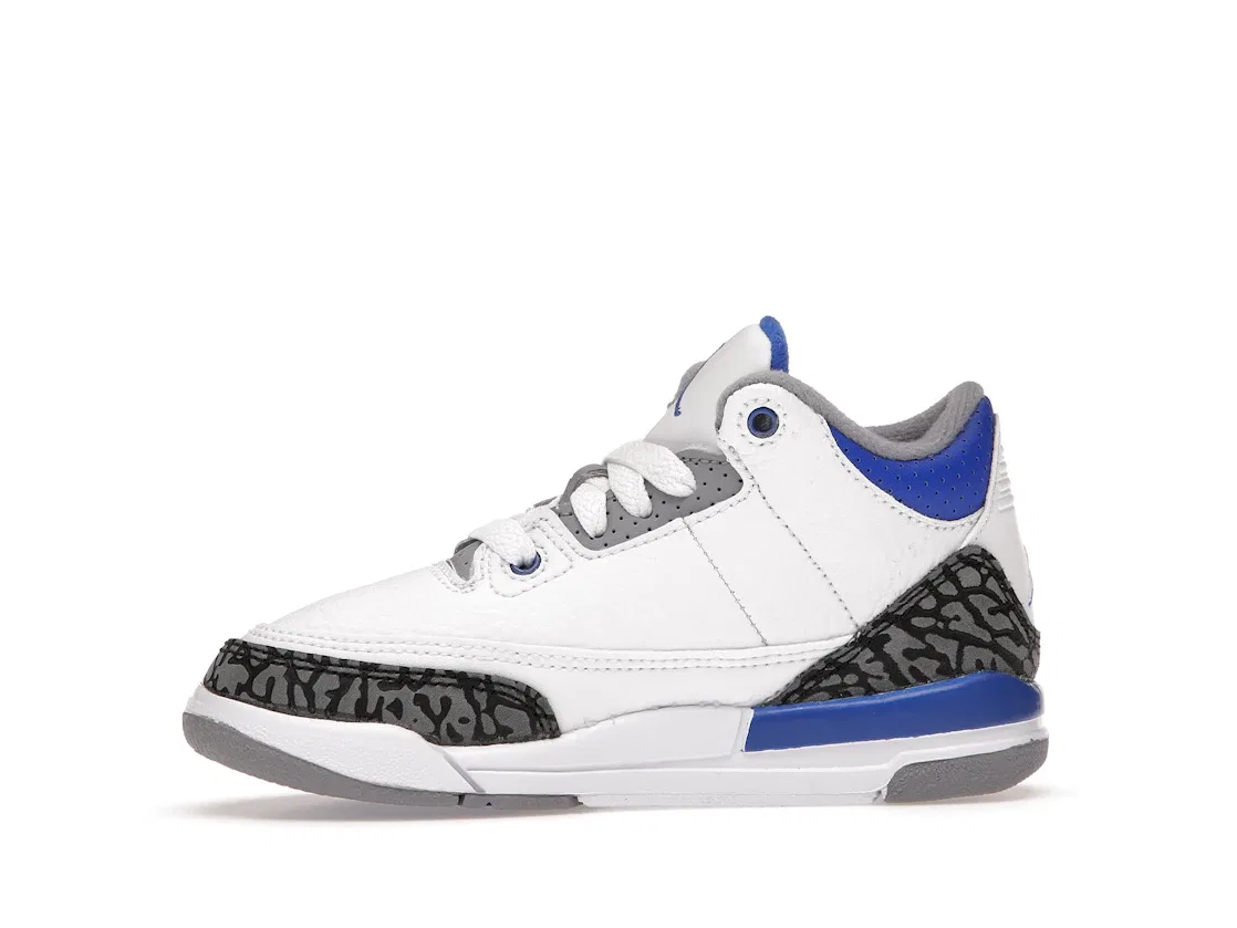 Детские кроссовки с ретро-дизайном Jordan 3 Retro Jordan, White/Black-Cement Grey-Racer Blue — фото 3