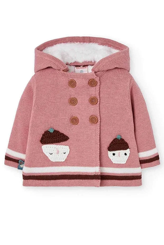 Детская куртка для девочек с принтом Fruit Patterned Boboli, Pink — фото 2