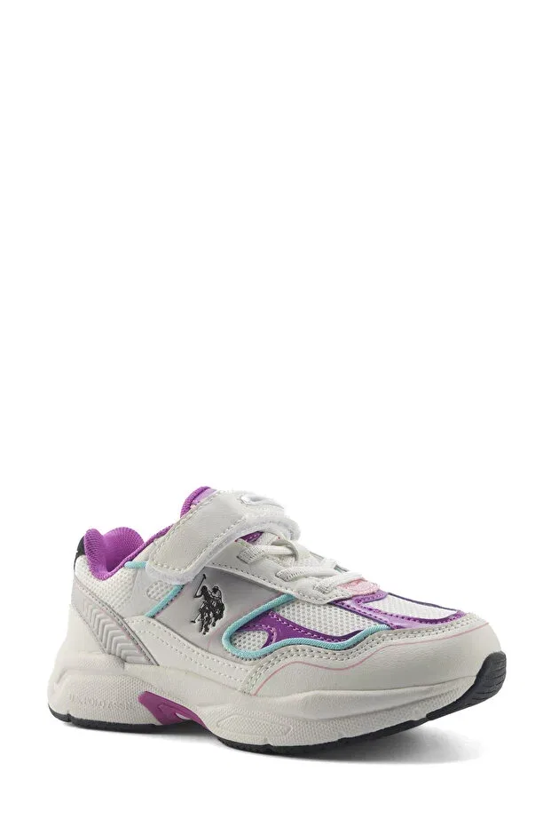 Детские кроссовки для девочек на шнуровке U.S. Polo Assn., White