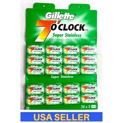 Бритвенные лезвия двусторонние Gillette 7 O'Clock Stainless, 100 шт.