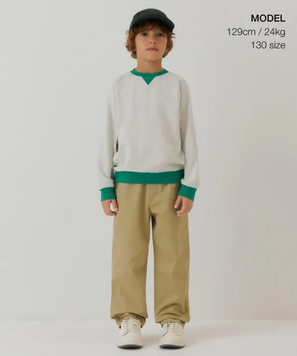 Свитшот оверсайз двухцветный, Musinsa Standard Kids, овсяный — фото 2