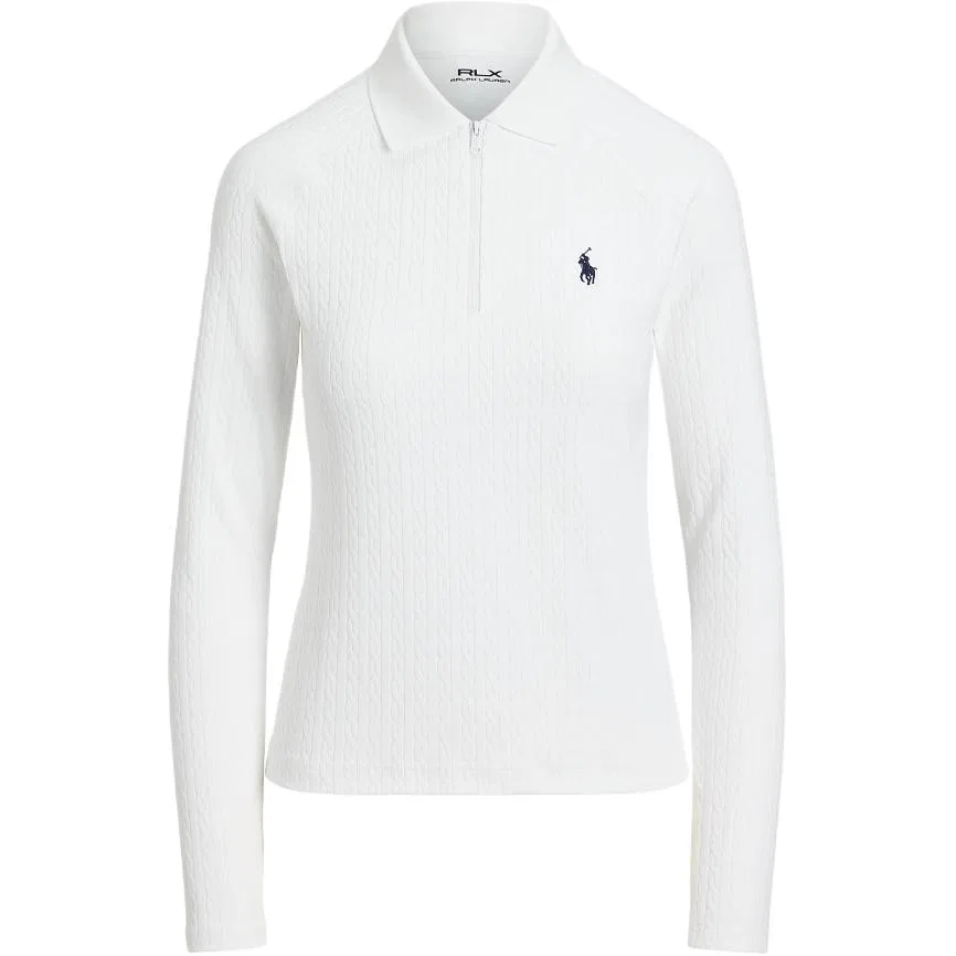 Женский трикотажный пуловер с поло-воротником White Polo Ralph Lauren, White