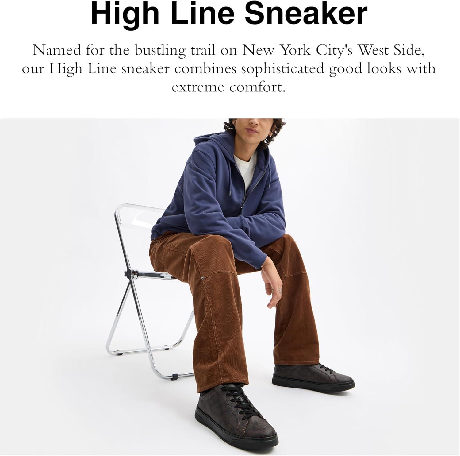 Мужские кроссовки Coach High Line High Top из фирменного канваса, черный — фото 2