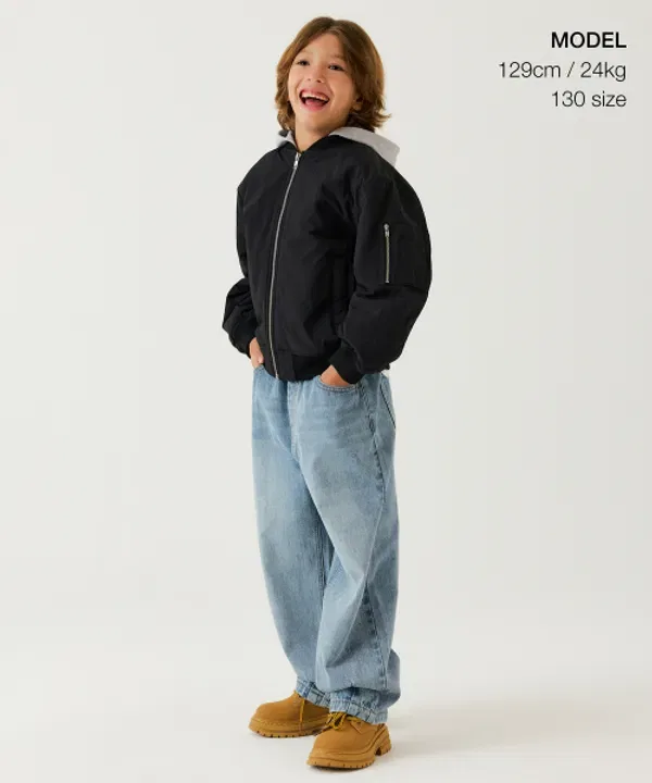 Джинсы с широкими штанинами на резинке Musinsa Standard Kids, Light Indigo — фото 2