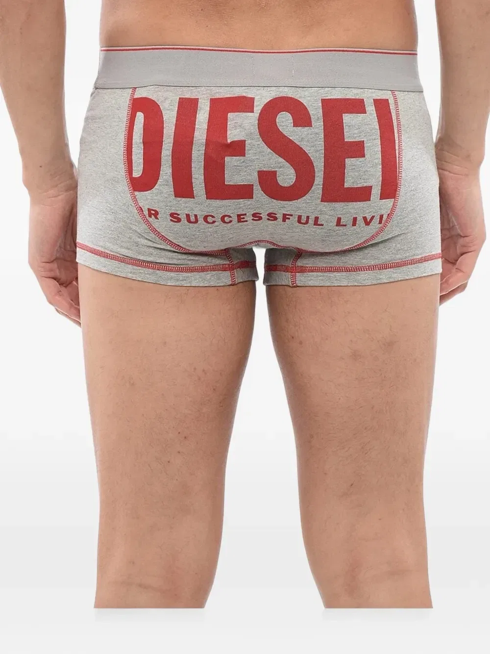 Боксеры с видимым швом и принтом-логотипом Diesel, серый — фото 2