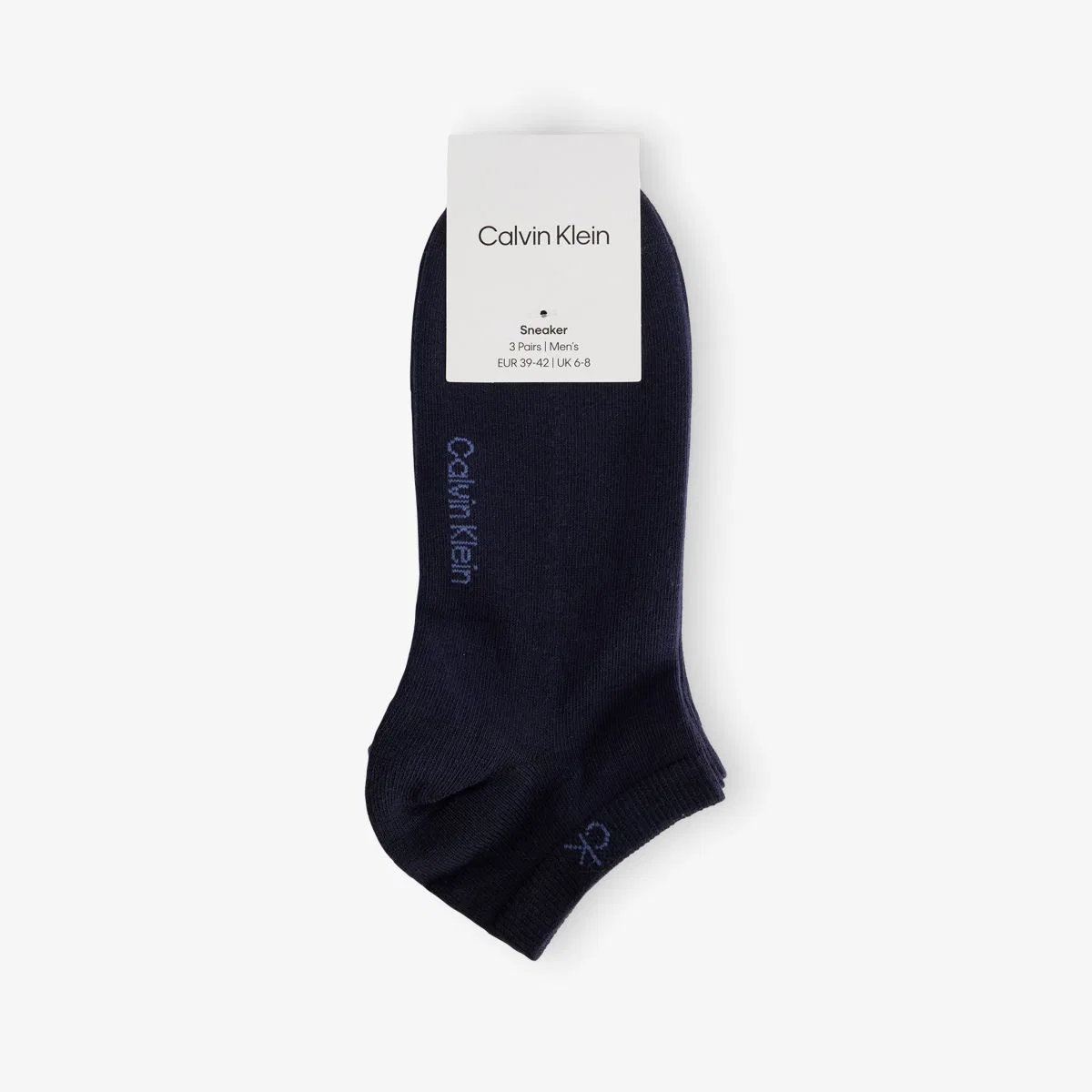 Комплект из трех эластичных носков из хлопковой смеси с логотипом Calvin Klein, темно-синий