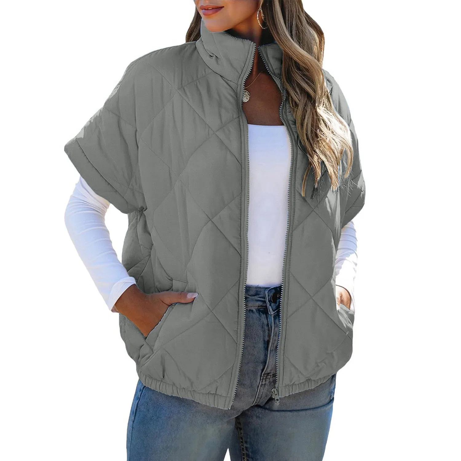Женский жилет с длинным рукавом Puffer Vest, grigio