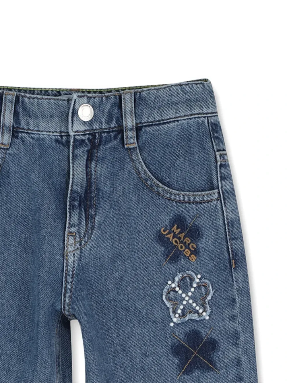 Джинсы прямого кроя с нашивкой-логотипом Marc Jacobs Kids, синий — фото 3