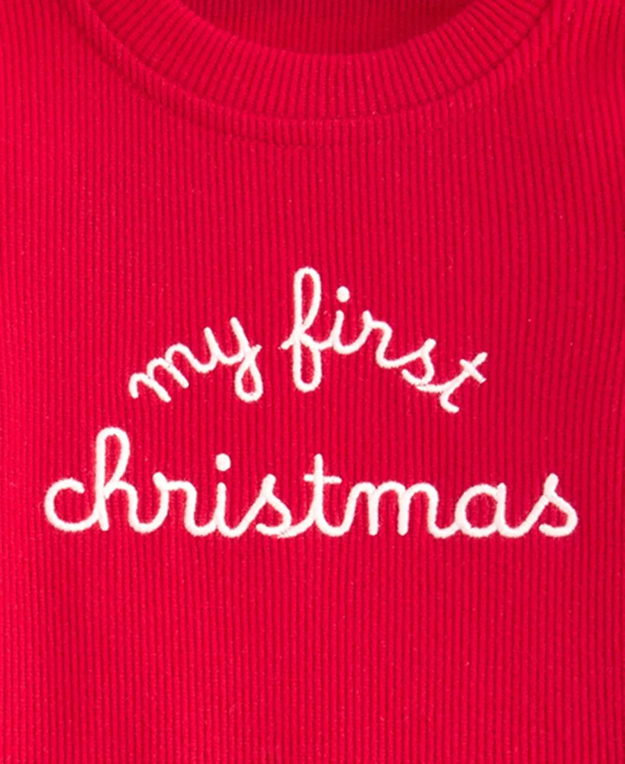 Детский комбинезон-слип с длинным рукавом My First Christmas First Impressions, Ruby Red — фото 3