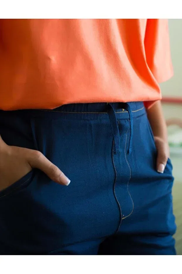 Детские шорты для девочек джинсовые Organickid, Navy Blue — фото 4