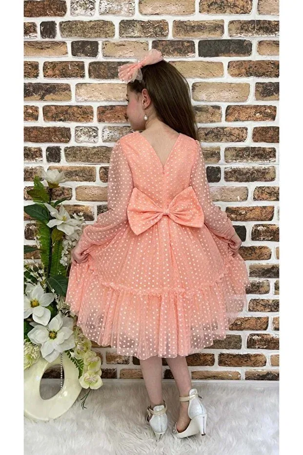 Детское платье для девочек кружевное Katkat princess lace buckle Mnk, Somon — фото 3