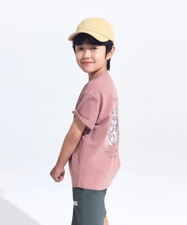 Футболка с коротким рукавом тропический принт S26MKFTS83 Snowpeak Apparel Kids, deep pink