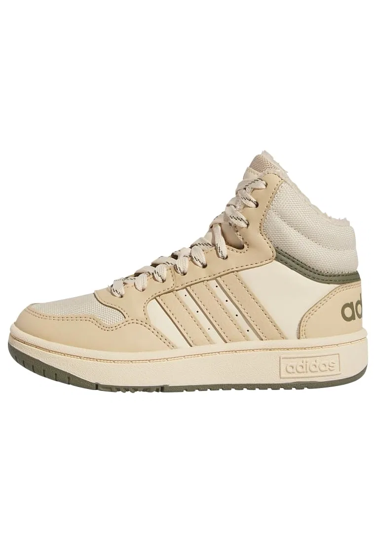 Детские кроссовки для мальчиков и девочек с высоким верхом Hoops Mid 3.0 Shoes Kids Adidas, Magic Beige Magic Beige Sand Layer