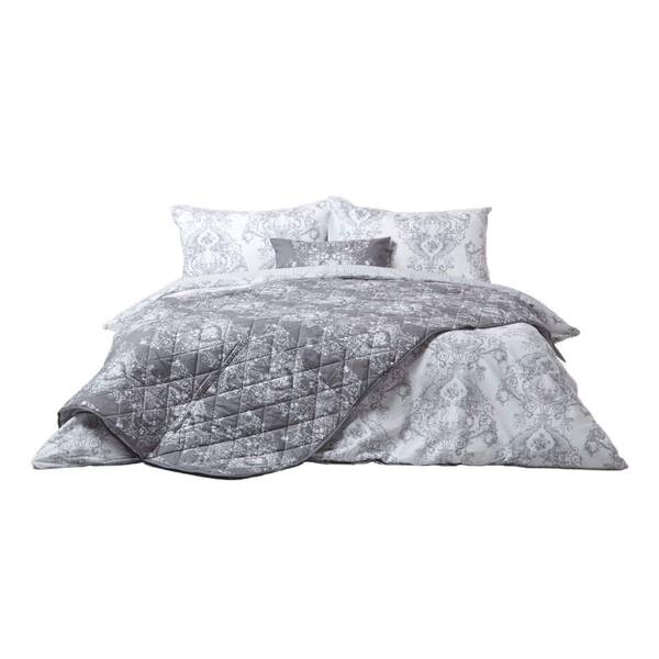 

Покрывало Homescapes mit Toile-de-Jouy-Muster, 200x1x200 см, серый