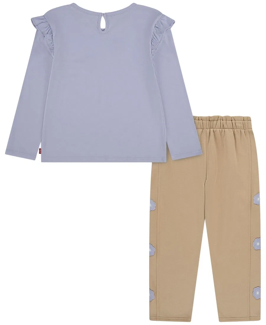 Комплект из топа с рюшами и флисовых штанов Levi's, Purple Brown — фото 2