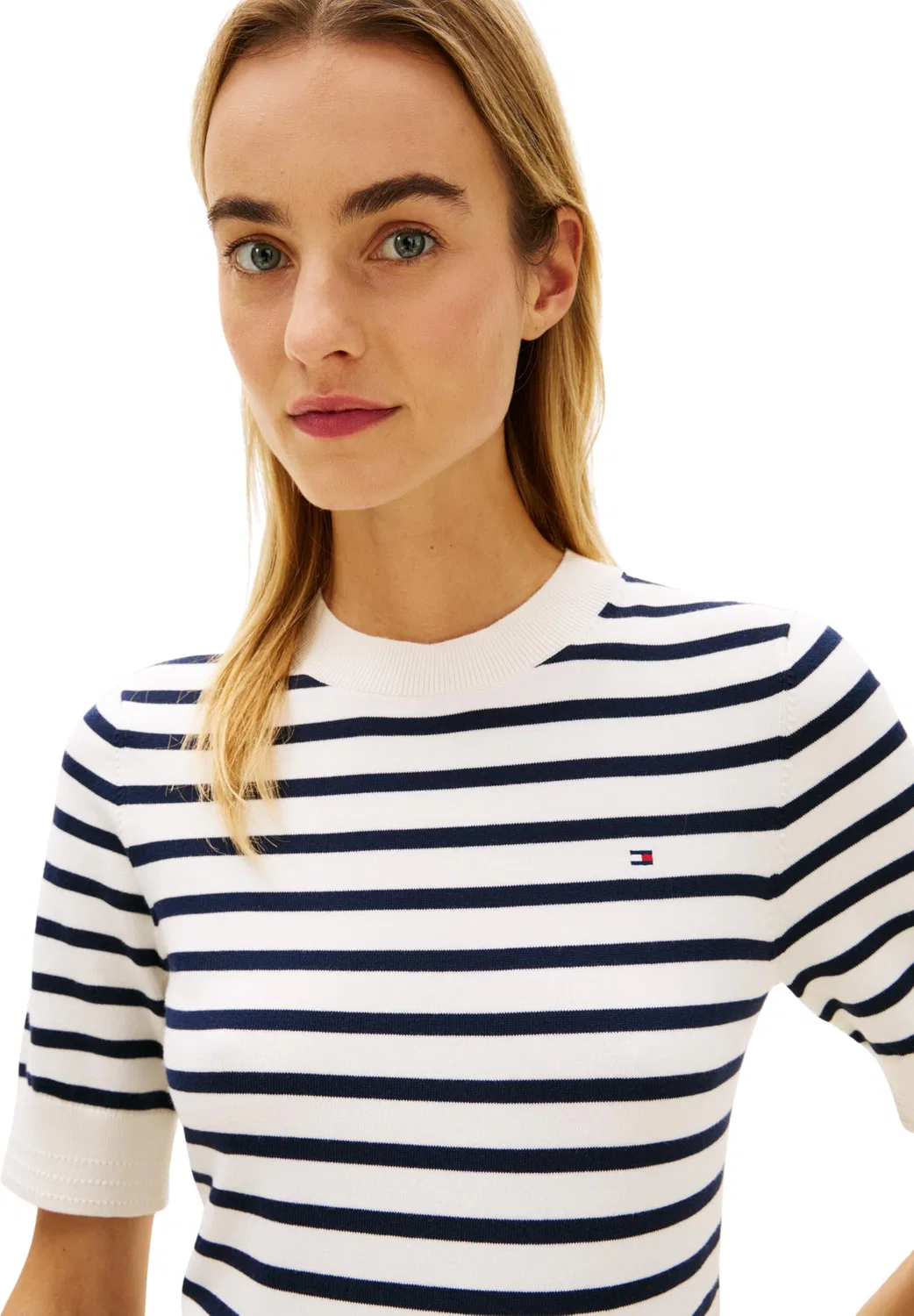 Женский джемпер с круглым вырезом Tommy Hilfiger, White (Ivory Petal/Dark N Navy Stp) — фото 3