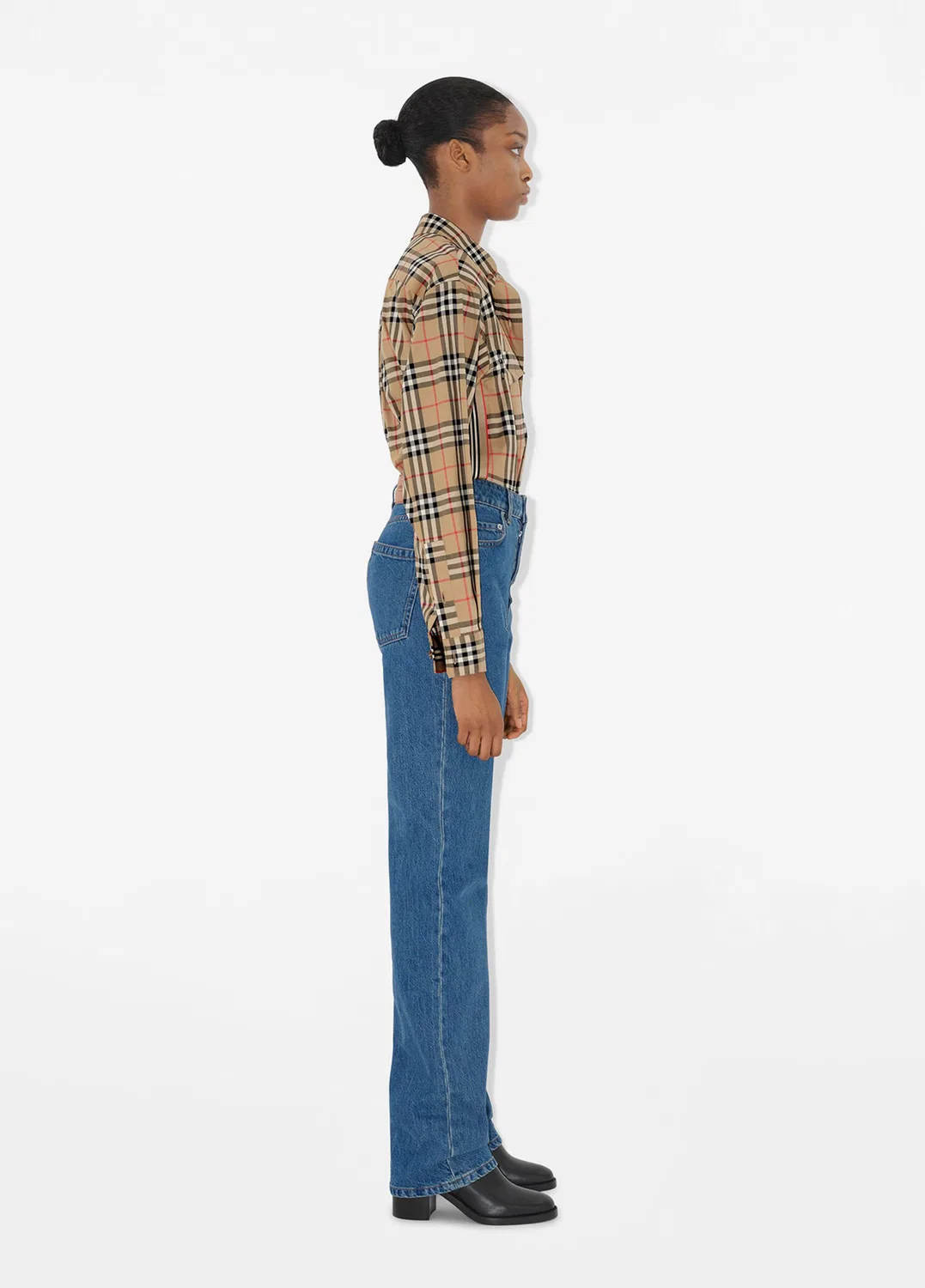 Рубашка Burberry Check Stretch, Женская, Бежевый — фото 3