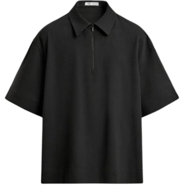 Мужское поло с лацканом ZARA, Черный