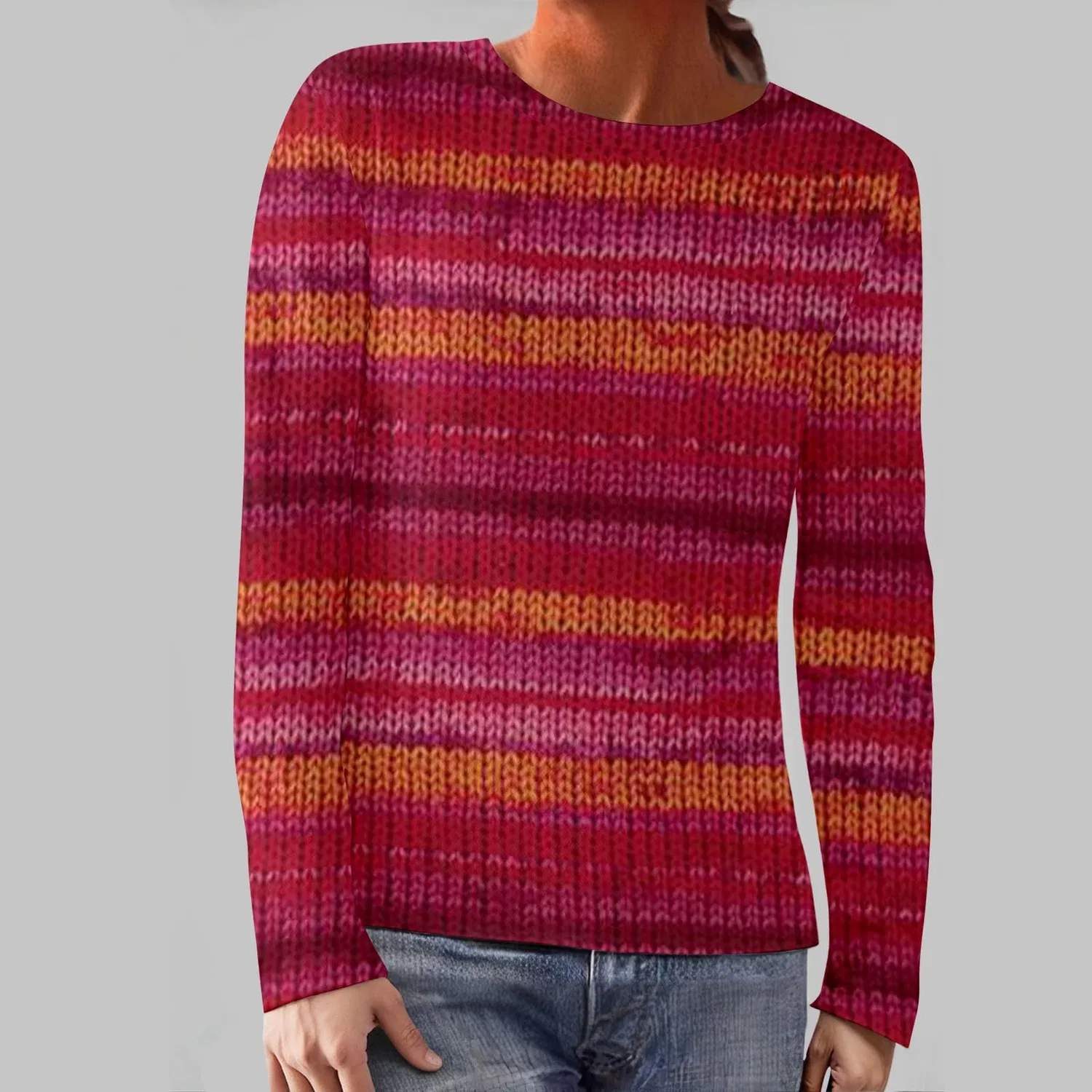 Женский свитшот с принтом Mountain Crew Neck бренд, S-red — фото 2