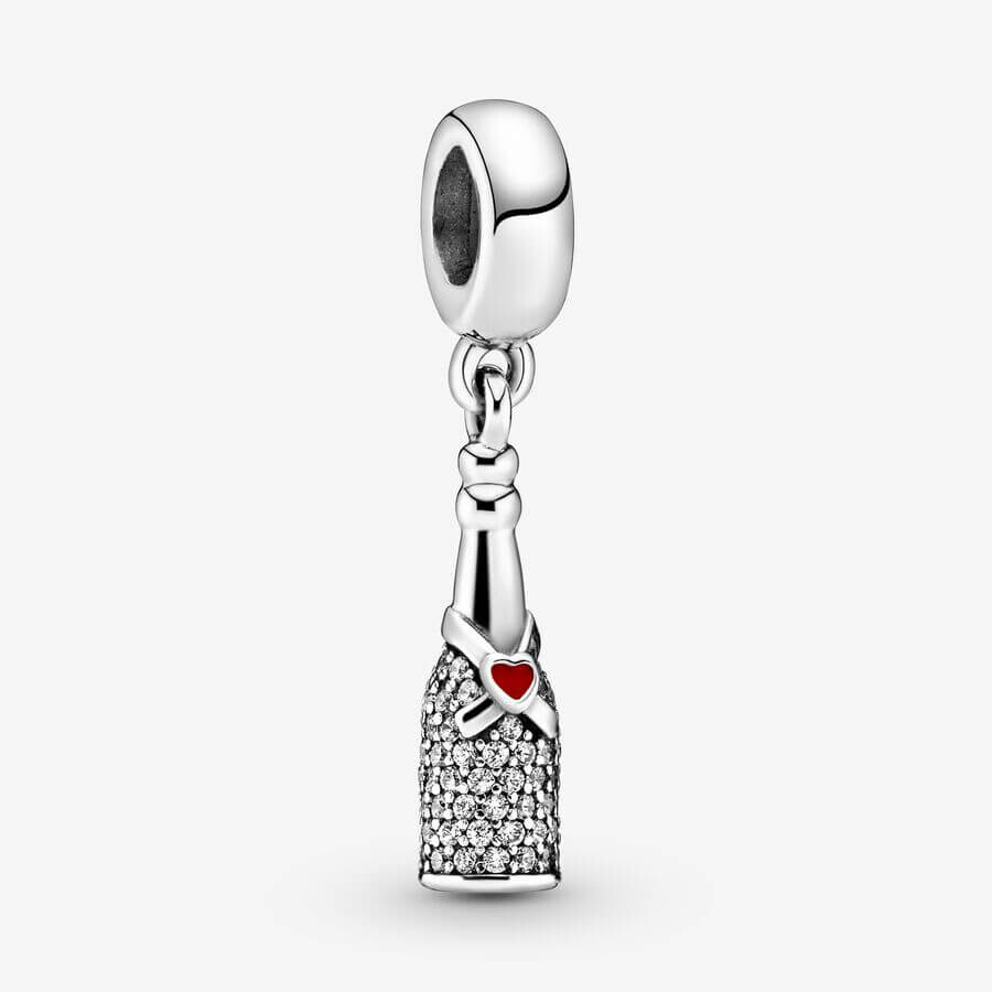 

Шарм-подвеска Pandora Moments Sparkling Wine Bottle, серебро/красный/прозрачный