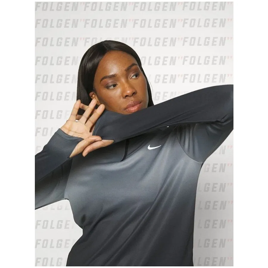 Женский спортивный свитшот с принтом Swoosh Gradient Dri-Fit Nike, Оливковый — фото 2