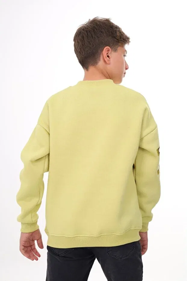 Детские свитшот для мальчиков с принтом Toontoy, Light Green — фото 4