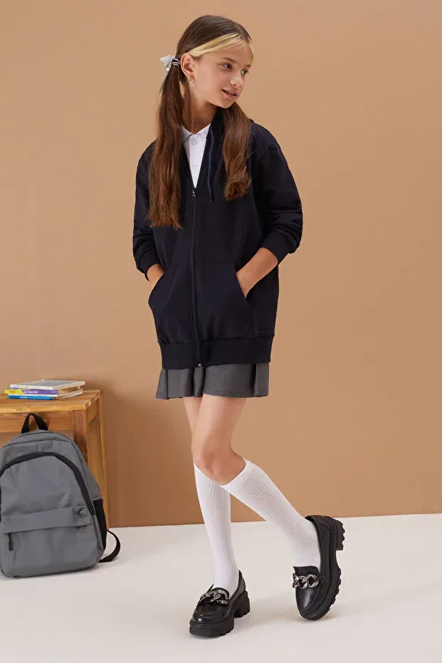Детский кардиган для девочек с капюшоном Cansın Mini, Navy Blue
