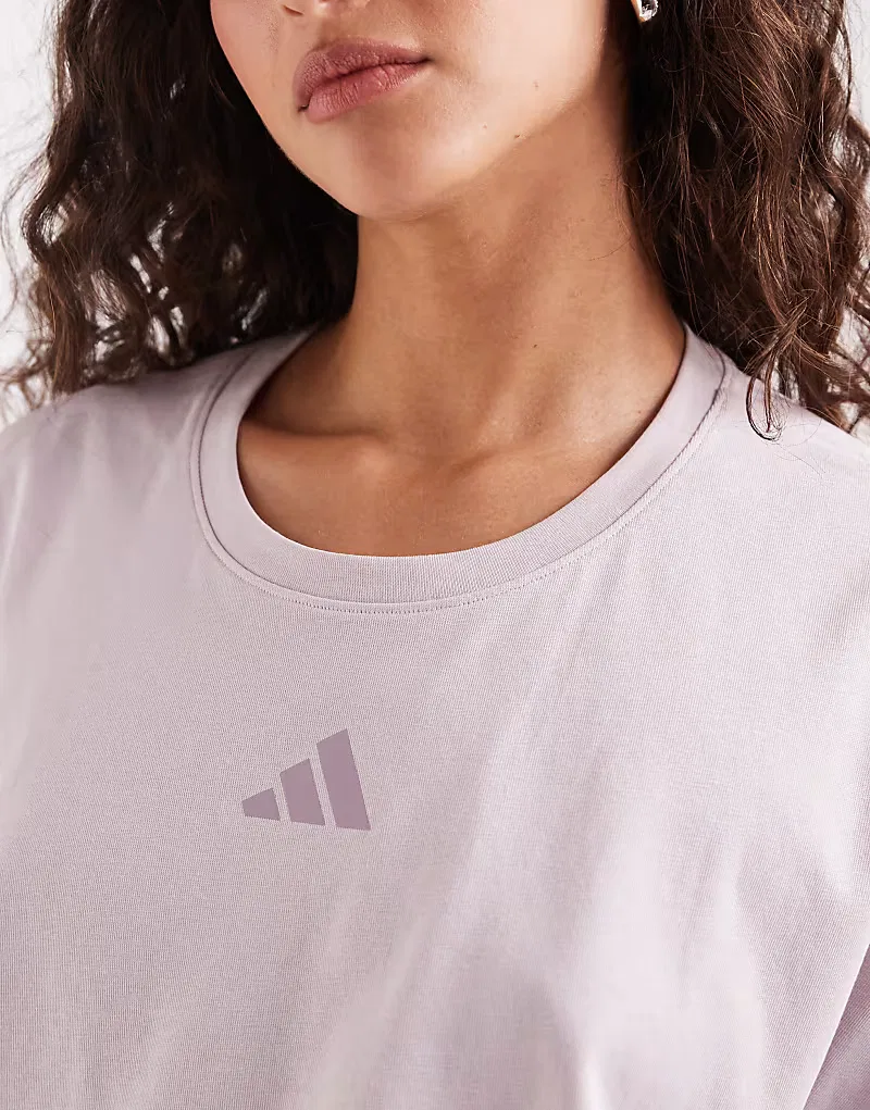 Укороченная свободная майка Adidas Performance Power для тренировок с тремя полосками, ледяного фиолетового — фото 3