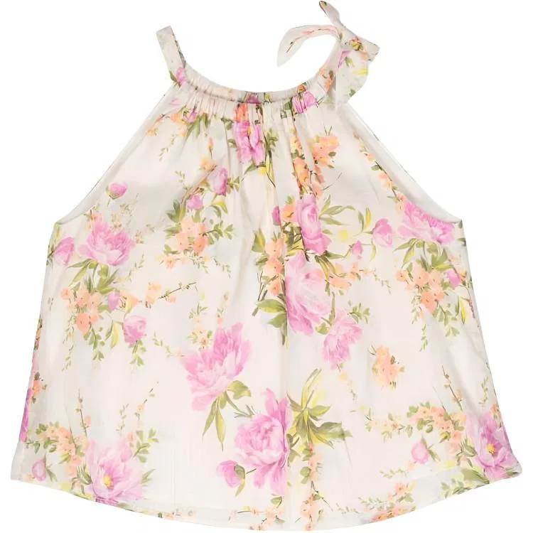 Детская майка на бретелях с цветочным принтом Zimmermann, Purple/Orange Flowers
