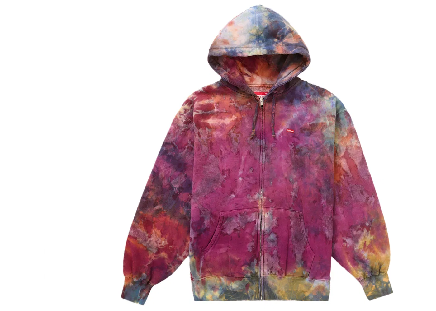 Мужская худи с принтом Supreme Overdyed Small Box Zip-Up Hooded Sweatshirt, Multicolor