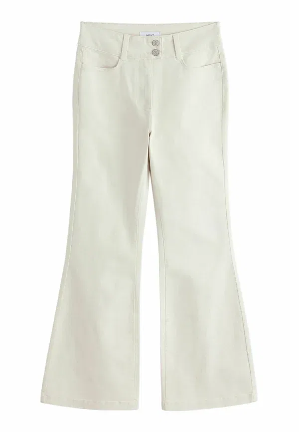 Брюки из хлопка с эластаном Tall fit - flared chino trousers Next, Ecru, экрю
