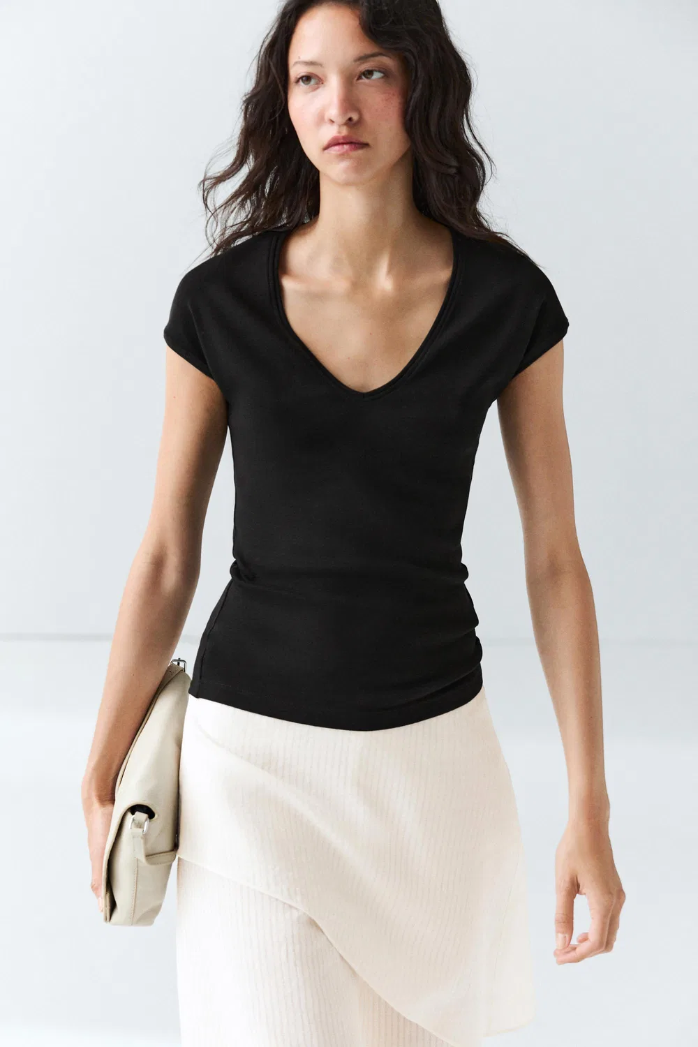 Футболка Massimo Dutti V-Neck, черный