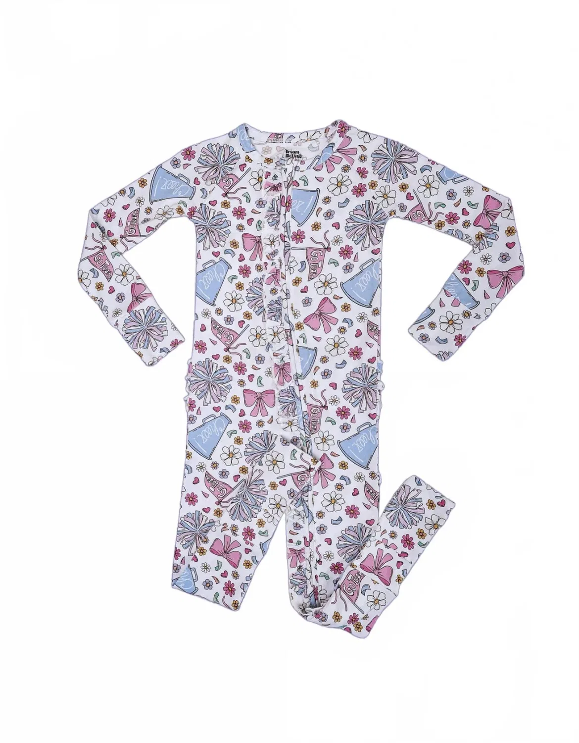 Детский боди-комбинезон с рюшами и принтом Pom Power Dream Dream Big Little Co., Pink And Purple